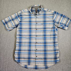 Noble Outfitters Men's XL Tall Blue Gray Plaid Short Sleeve Button Down Shirt